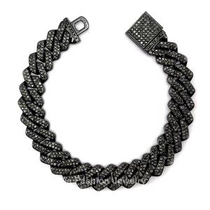 Men's Black and Silver Bracelet